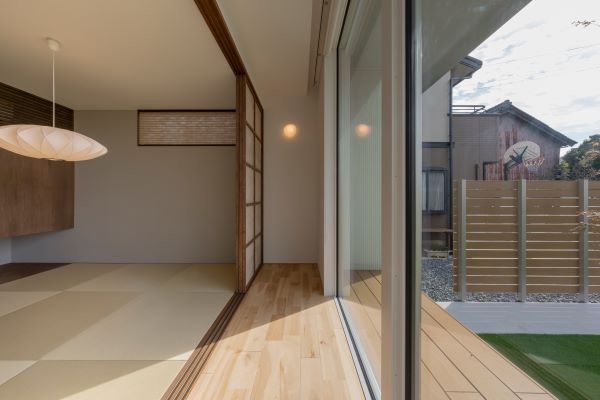 アクセントカラーが映える平屋