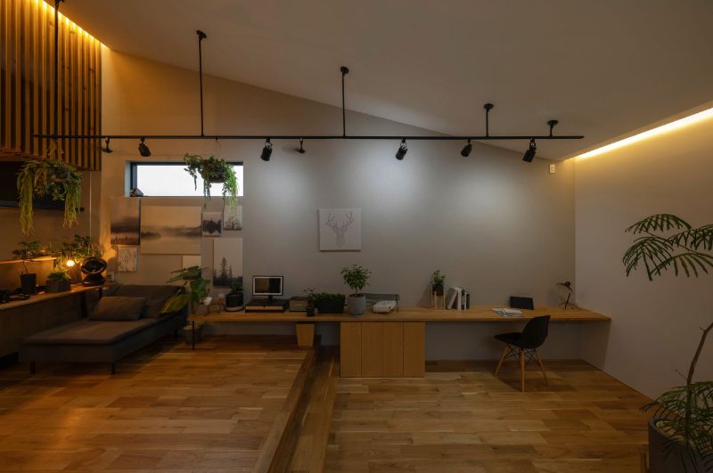 プライバシーとデザインが両立する平屋_リビング