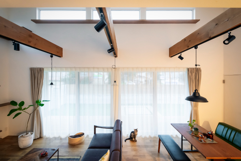 猫と共に過ごす、光あふれる平屋_LDK